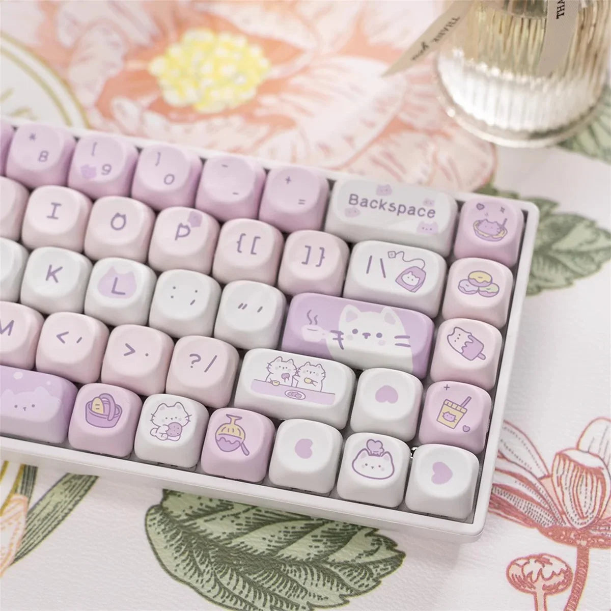 95 Keys artoon Cute Puppy Cat Kitty Keycaps GMK PBT Keycap MOA Profile Dye Sublimation For DIY Mechanical Keyboard Girls Gift