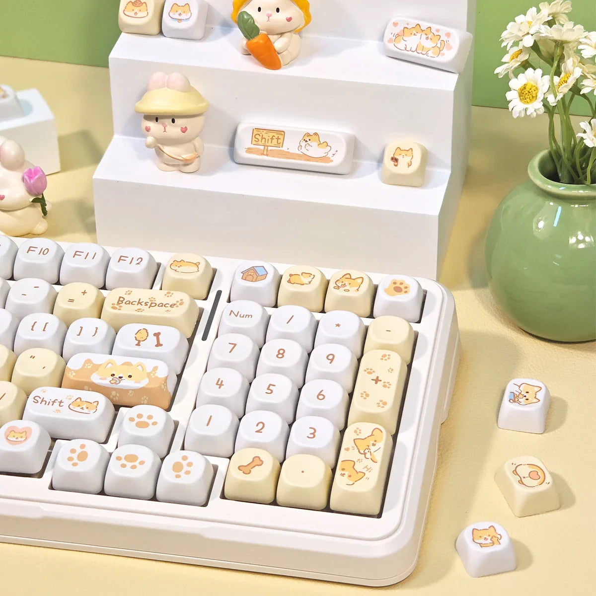 95 Keys artoon Cute Puppy Cat Kitty Keycaps GMK PBT Keycap MOA Profile Dye Sublimation For DIY Mechanical Keyboard Girls Gift