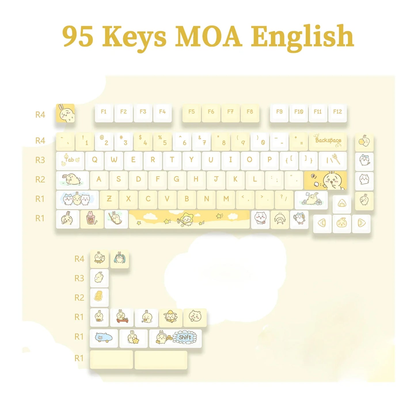 95 Keys artoon Cute Puppy Cat Kitty Keycaps GMK PBT Keycap MOA Profile Dye Sublimation For DIY Mechanical Keyboard Girls Gift