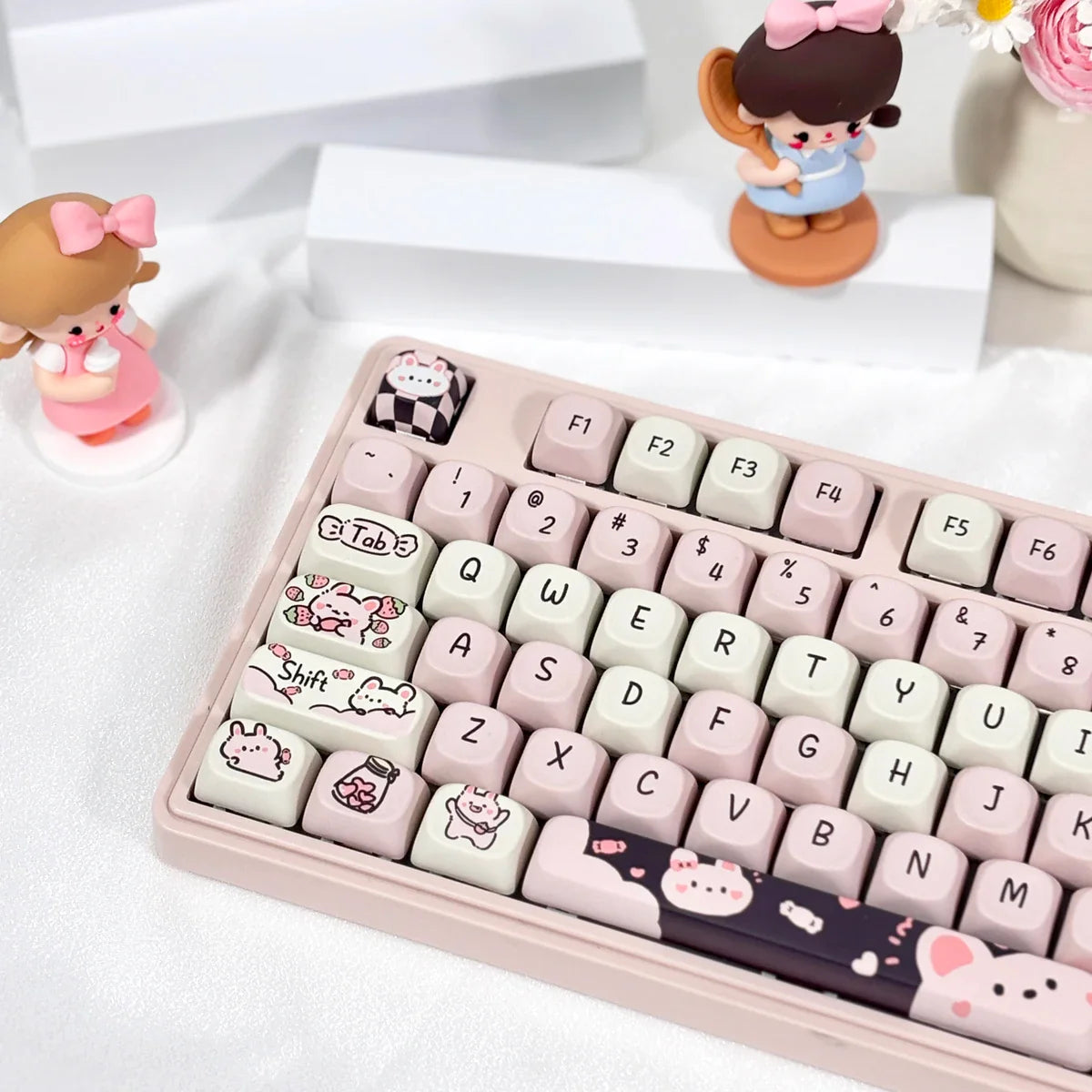 95 Keys artoon Cute Puppy Cat Kitty Keycaps GMK PBT Keycap MOA Profile Dye Sublimation For DIY Mechanical Keyboard Girls Gift