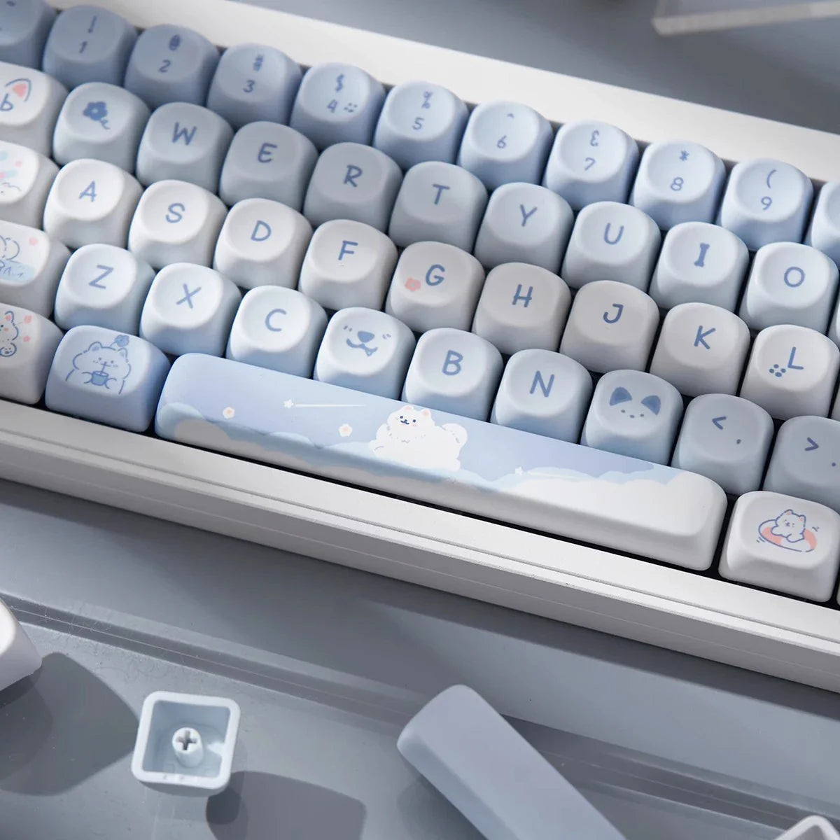 95 Keys artoon Cute Puppy Cat Kitty Keycaps GMK PBT Keycap MOA Profile Dye Sublimation For DIY Mechanical Keyboard Girls Gift