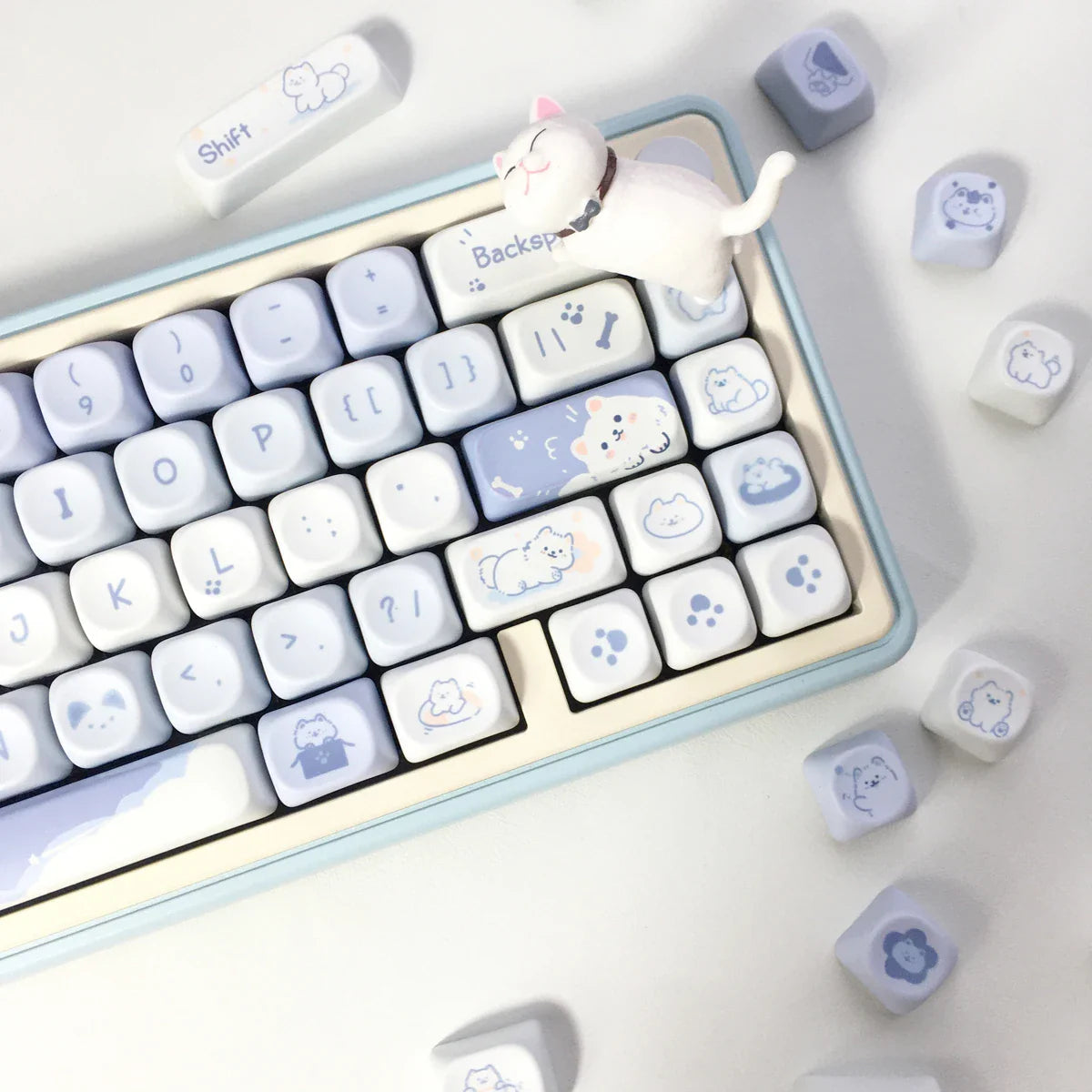 95 Keys artoon Cute Puppy Cat Kitty Keycaps GMK PBT Keycap MOA Profile Dye Sublimation For DIY Mechanical Keyboard Girls Gift